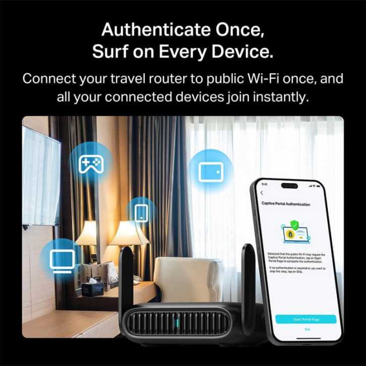 Roam 6 AX1500 Portable Wi-Fi 6 Travel Router Dual-Band with USB-C 3.0 Connectivity Roam 6 AX1500 Portable Wi-Fi 6 Travel Router Dual-Band with USB-C 3.0 Connectivity