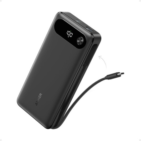 Anker Power Bank 20,000mAh avec câble USB-C intégré - Batterie Externe de Voyage Noire