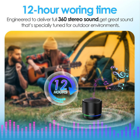 Enceinte Bluetooth Portable 5.4 Mini avec Micro Réducteur de Bruit, Noir