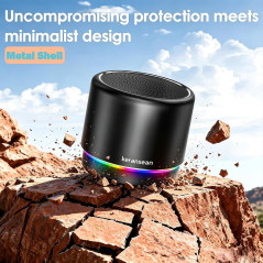 Portable Bluetooth Speaker 5.4 - Mini Black Speaker with Noise Reduction Mic