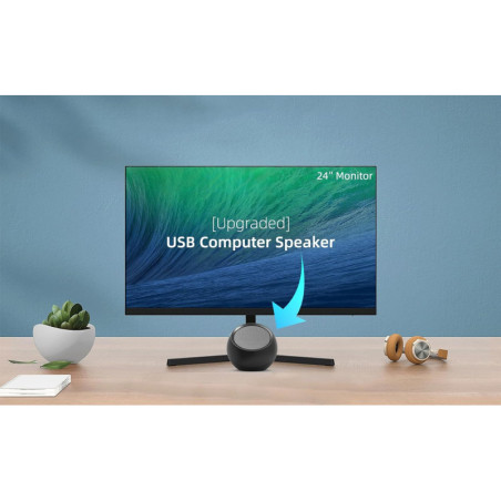 Haut-parleur USB pour ordinateur | Plug-n-Play, son clair, volume puissant, basses riches, USB-C intégré