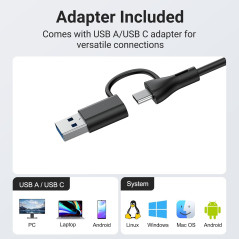 USB Computer Speakers with Microphone, Wired Clip-On Stereo Sound Bar for PC, Gaming, Meetings & Learning