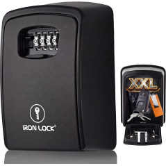 Iron Lock® XXL Wall Mount Key Lock Box - Outdoor Combination Code Black