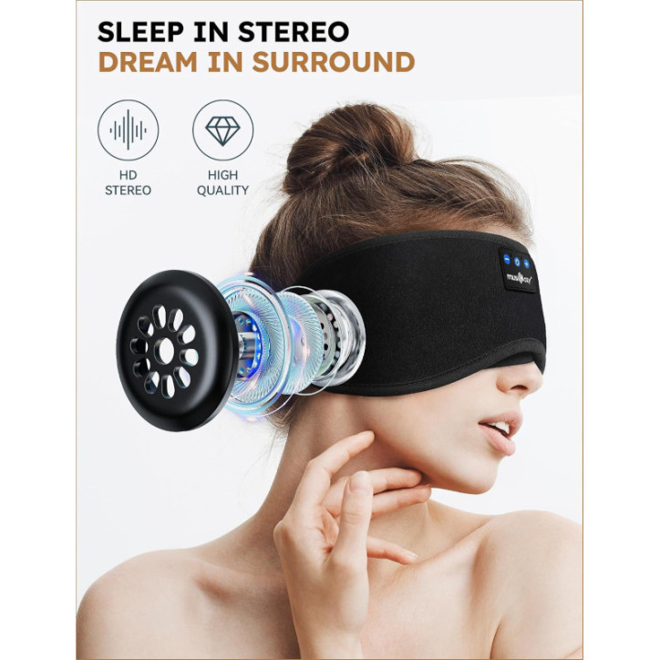 MUSICOZY Bluetooth 5.4 Sleep Headphones Eye Mask with HD Speakers for Comfortable Sleep MUSICOZY Bluetooth 5.4 Sleep Headphones Eye Mask with HD Speakers for Comfortable Sleep