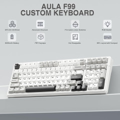 AULA F99 Clavier Mécanique Sans Fil RGB Tri-Mode USB-C