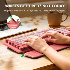 Combo Clavier et Souris Sans Fil CK23Pro, Clavier Typewriter, Repose-Poignets Magnétique, Touches Rondes, Mode Veille