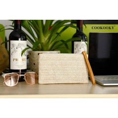 COOKOOKY Women's Bohemian Straw Clutch Bag - Summer Beach Wristlet