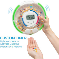 Distributeur Automatique de Pilules Live Fine, Organisateur Médicaments 28 Jours, Couvercle Transparent