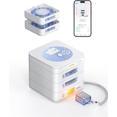 28-Day Automatic Pill Dispenser with App, Alerts & Digital Lock – Safe Organizer