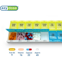 EZY DOSE 7-Day AM/PM Pill Organizer - Large, Locking, BPA Free