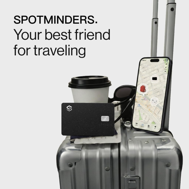SPOTMINDERS Apple MFi Wallet Tracker PRO Slim Rechargeable Card Finder