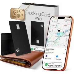 SPOTMINDERS Apple MFi Certified Slim Wallet Tracker PRO - IP68 Rechargeable Card, Works with Apple Find My