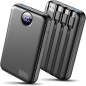 Chargeur Portable 10000mAh avec 4 Câbles Intégrés - 40% Plus Petit et Compact Chargeur Portable 10000mAh avec 4 Câbles Intégrés - 40% Plus Petit et Compact