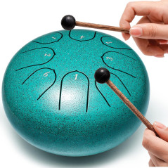 Steel Tongue Drum 6 Inch 8 Notes – Rain Drum Style Musical Gift