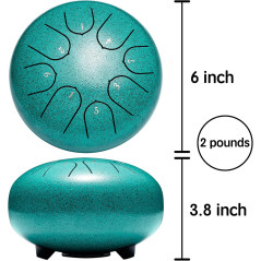 6-Inch Steel Tongue Drum, 8-Note Musical Instrument – Rain Drum Style Gift