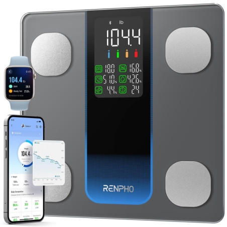 RENPHO Balance Intelligente 7-en-1 pour Poids, Graisse Corporelle, IMC, Jusqu'à 500 lbs