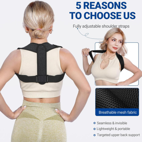 Adjustable Posture Corrector for Women & Men – Upper Back Brace Straightener