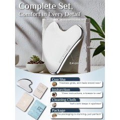 Rena Chris Silver Stainless Steel Gua Sha Facial Tool | Smooth Skin