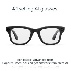 Meta Ray-Ban Gen 2 Wayfarer Smart AI Glasses - Matte Black, Clear