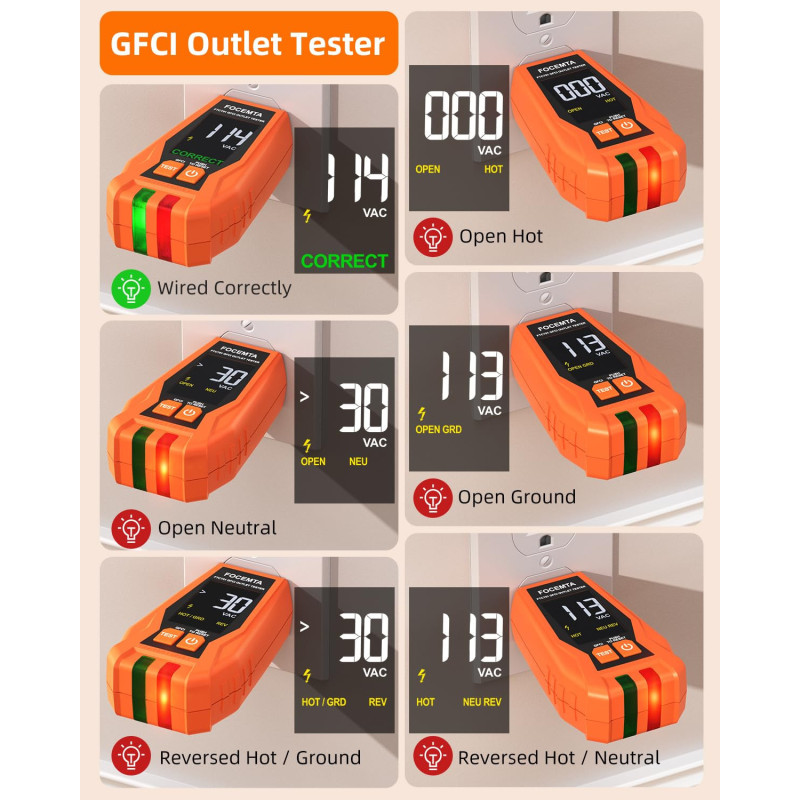 Circuit Breaker Finder & GFCI Tester with LCD – Lightweight Electrical Tool