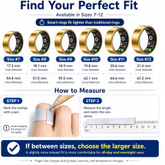 Smart Ring Santé & Fitness IP68, Suivi Cardio & Sommeil