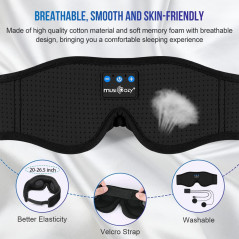 MUSICOZY Masque Sleep Bluetooth 5.4 & Casque 3D Respirant