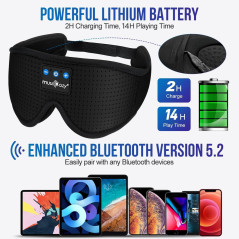 MUSICOZY 3D Bluetooth 5.4 Sleep Headphones & Breathable Eye Mask