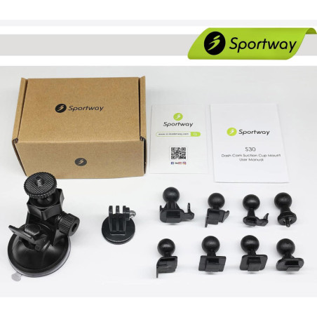 Sportway S30 Pro Dash Cam Suction Mount (2nd Gen) – 360° Adjustable View