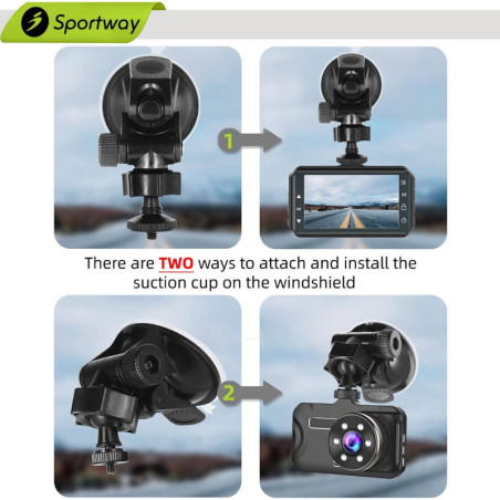 Support Ventouse Sportway S30 Pro Dash Cam 2e Génération, Vue Ajustable 360° Sécurisée