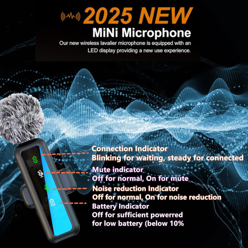 Wireless Lavalier Microphone for iPhone, Android - Perfect for Streaming & Vlogs