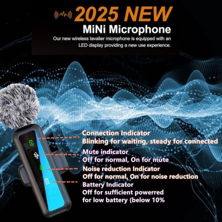 Wireless Lavalier Microphone for iPhone, Android - Perfect for Streaming & Vlogs