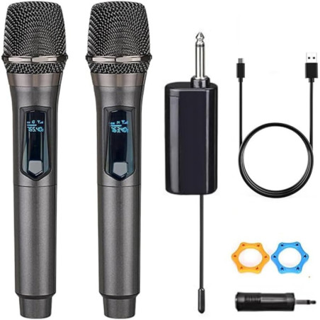 Microphone Sans Fil Rechargeable Duo, 200ft, Karaoké & DJ