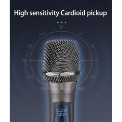 Microphone sans fil rechargeable duo, fréquence fixe, dynamique, karaoké, mariage, DJ, fête, Église, 200 ft, gris.