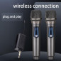 Microphone sans fil rechargeable duo, fréquence fixe, dynamique, karaoké, mariage, DJ, fête, Église, 200 ft, gris. Microphone sans fil rechargeable duo, fréquence fixe, dynamique, karaoké, mariage, DJ, fête, Église, 200 ft, gris.