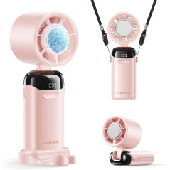 KIMMOO Portable Turbo Fan with Ice Cooler, 14Hrs Rechargeable, Pink