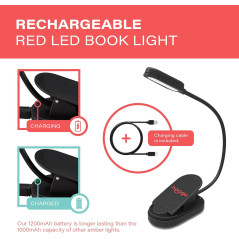 Hooga Red Book Light - Rechargeable 625nm LED Clip-On Eye Care Light
