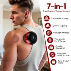 2 Pack 7-in-1 Smart Cupping Therapy Massager with Red Light & Heat