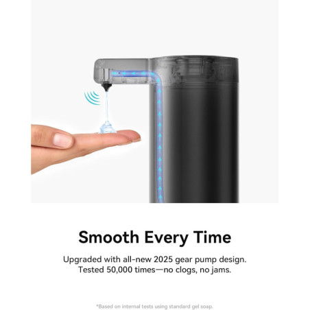 Distributeur de savon automatique SUNLY sans contact, capteur rapide 0.2s, rechargeable USB-C, acier inoxydable noir anti-traces