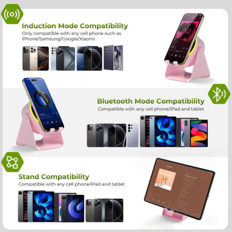 Wireless Induction Bluetooth Speaker with Built-in Phone Stand