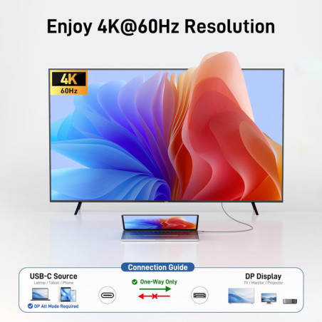 Acer 6.6FT USB-C to DisplayPort Cable 4K@60Hz 2K@165Hz for Laptop