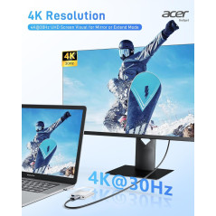 Acer USB-C to HDMI Adapter 4K, 100W PD USB-C Hub for Laptop, Monitor, TV