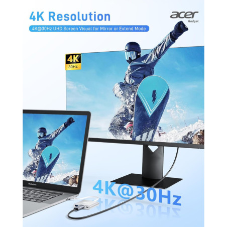 Acer USB-C to HDMI Adapter 4K, 100W PD USB-C Hub for Laptop, Monitor, TV