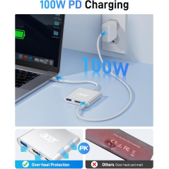 Adaptateur Acer USB-C vers HDMI 4K avec charge 100W PD