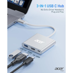 Adaptateur Acer USB-C vers HDMI 4K avec charge 100W PD