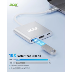 Adaptateur Acer USB-C vers HDMI 4K avec charge 100W PD