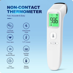Accurate No-Touch Digital Thermometer for Adults & Kids, Baby Friendly