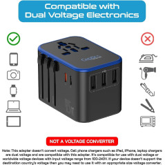 Adaptateur Voyage Ceptics 45W USB-A/C Universel & Polyvalent