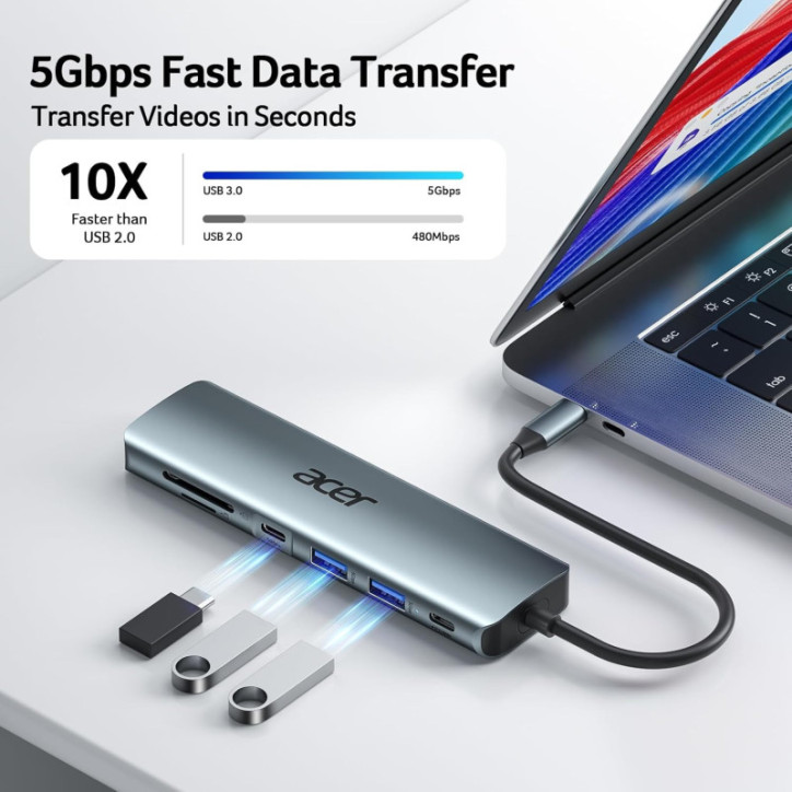 Acer 7-in-1 USB C Hub Multi-Port Adapter for Laptop & Mac Type C Devices Acer 7-in-1 USB C Hub Multi-Port Adapter for Laptop & Mac Type C Devices