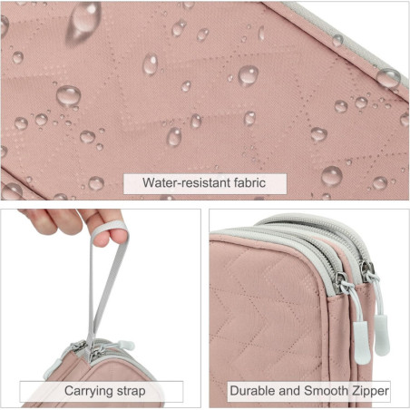 FYY Organisateur Électronique Rose Matelassé - Pouch Voyage