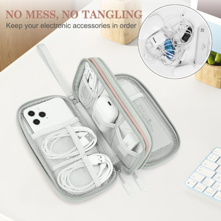 FYY Organisateur Électronique Rose Matelassé, Pochette Voyage Tech, Rangement Câbles Compact